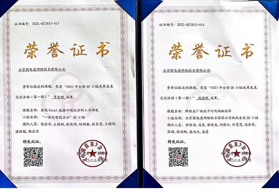 國網(wǎng)信通產(chǎn)業(yè)集團(tuán)國電通兩項(xiàng)QC成果分獲2023年全國QC小組成果二、三等獎(jiǎng)