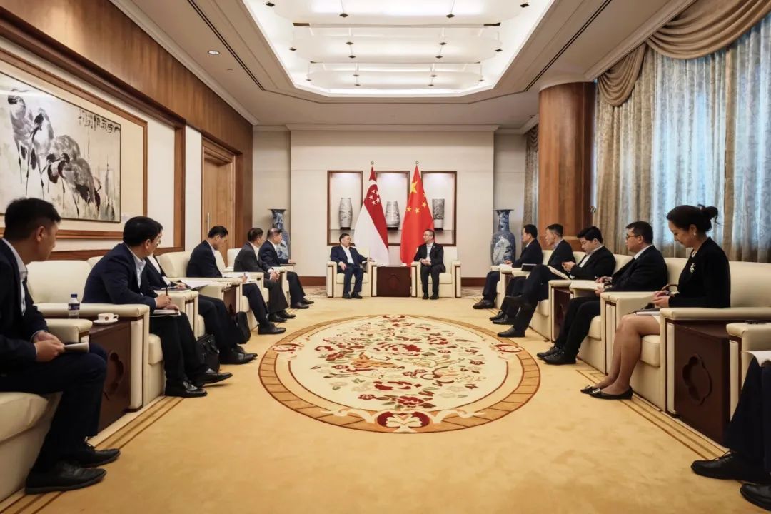 中國能建黨委書記、董事長宋海良與中國駐新加坡大使館臨時代辦朱憬會談